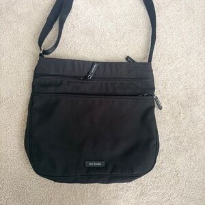 Vera Bradley Black Crossbody Bag/Purse 12”x12” Canvas Exterior Floral Lining EUC